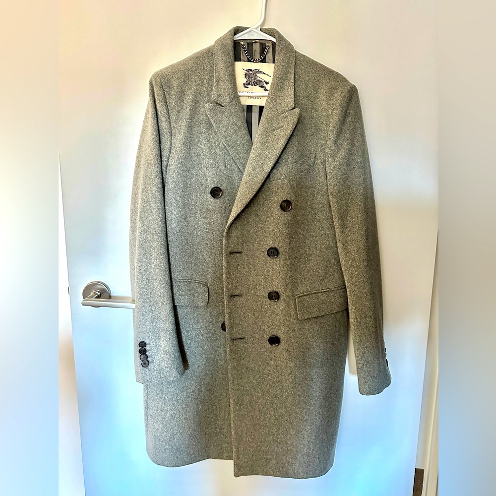 Burberry Men's Double-Breasted Wool Coat in Gray